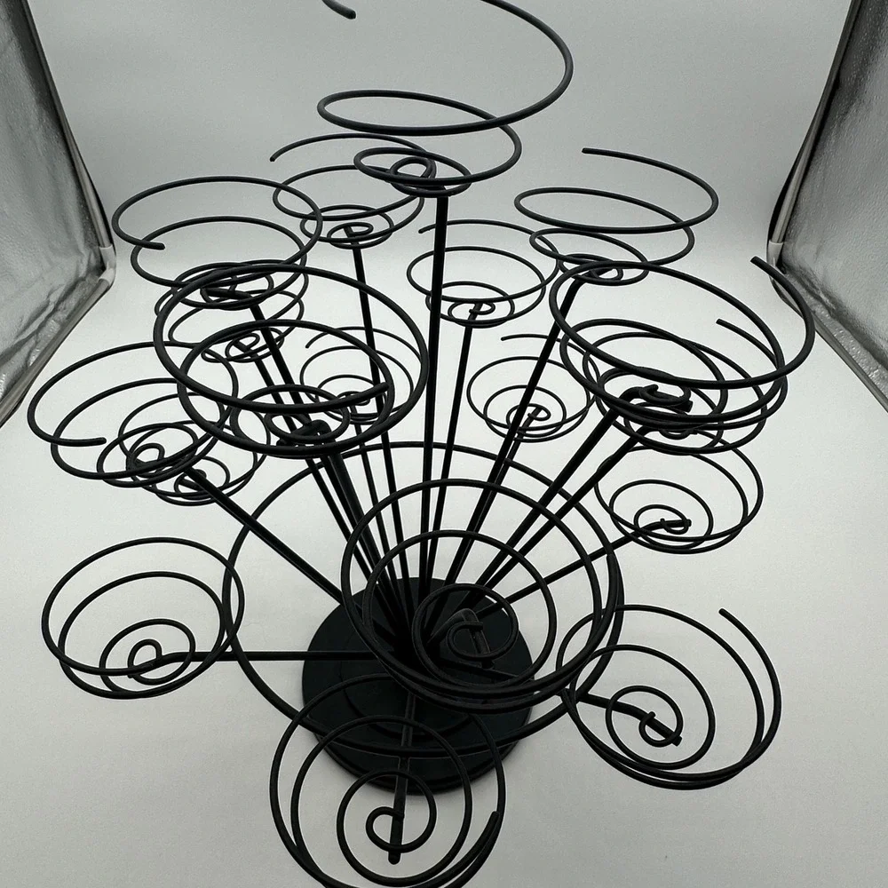 Black Metal 18 Count Cupcake Stand Spiral Tiered Dessert Tree Display Holder
